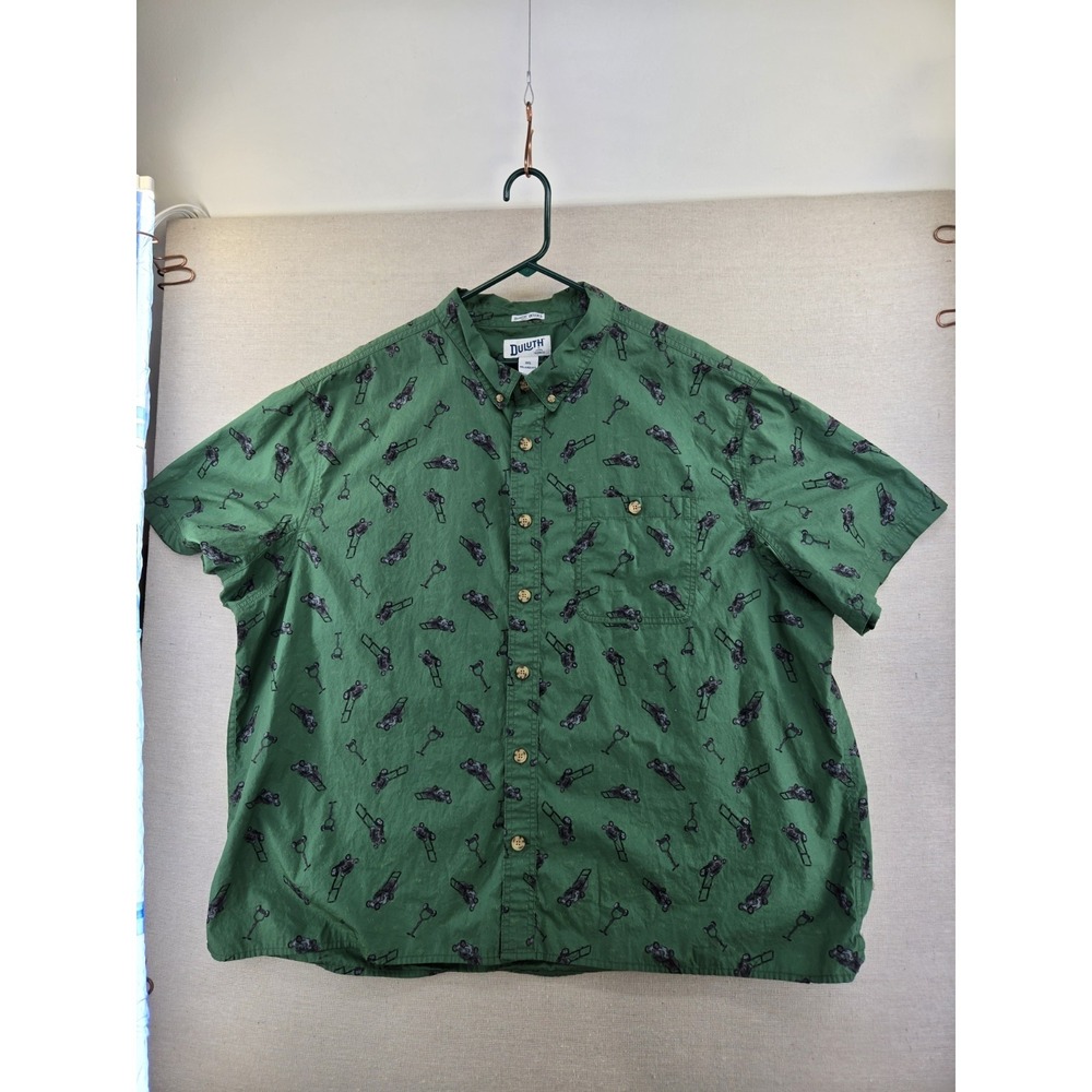 Duluth Trading Co Untucked Shirt Mens 3XL Relaxed Fit Lawn Mower Green Untucked